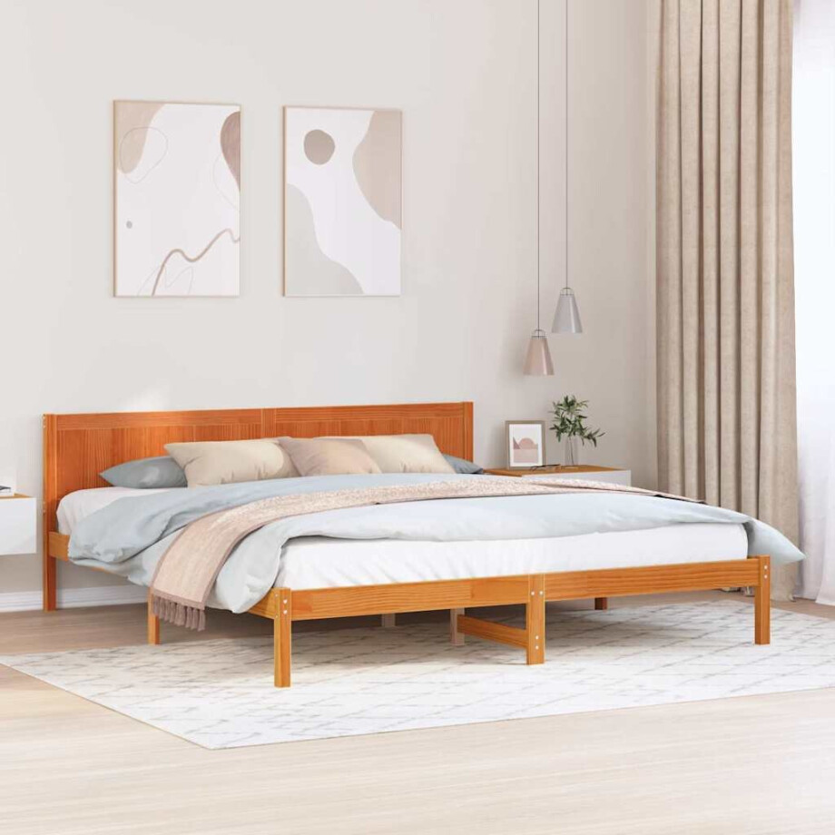 vidaXL Bedframe Bruin 200 x 200 cm Massief grenenhout vidaXL Bedframe Bruin 200 x 200 cm Massief grenenhout afbeelding 1