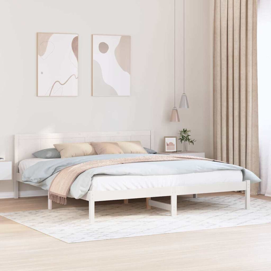 vidaXL Bedframe Wit 180 x 200 cm Massief grenenhout afbeelding 1