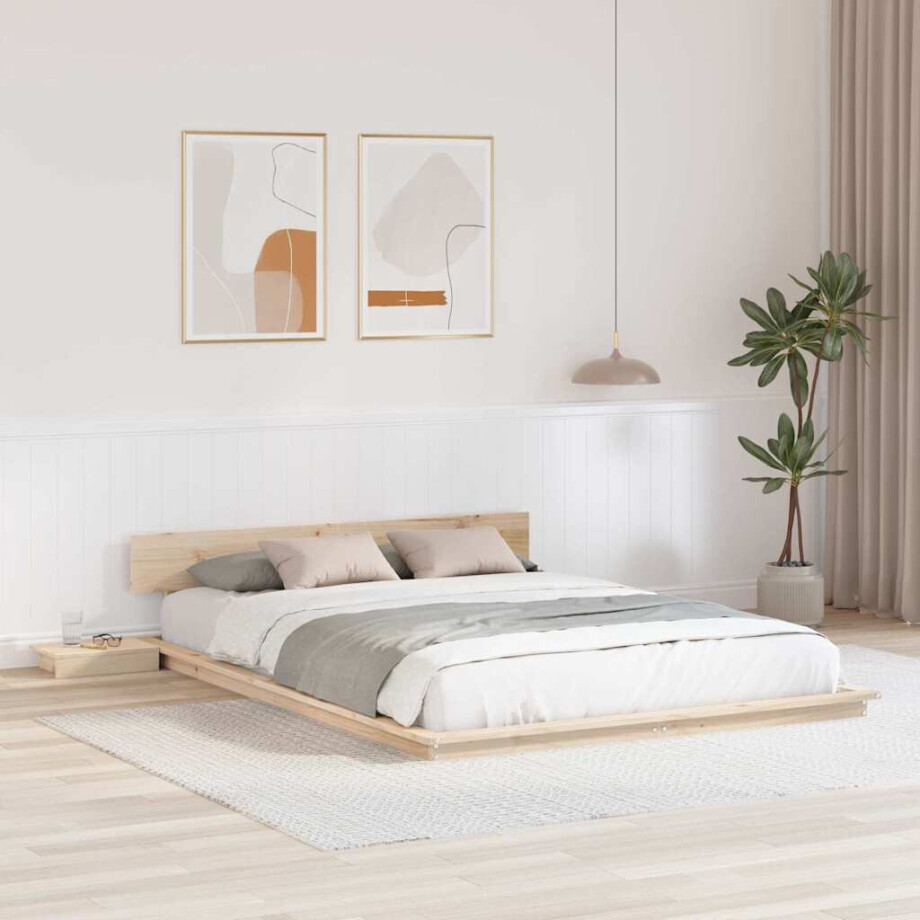 vidaXL Bedframe met hoofdeinde met opslag Bruin 160 x 200 cm Hout afbeelding 1