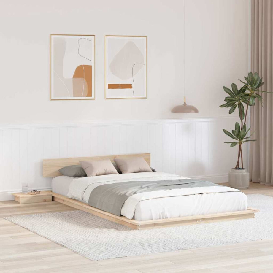 vidaXL Bedframe Bruin 135 x 190 cm Hout afbeelding 1