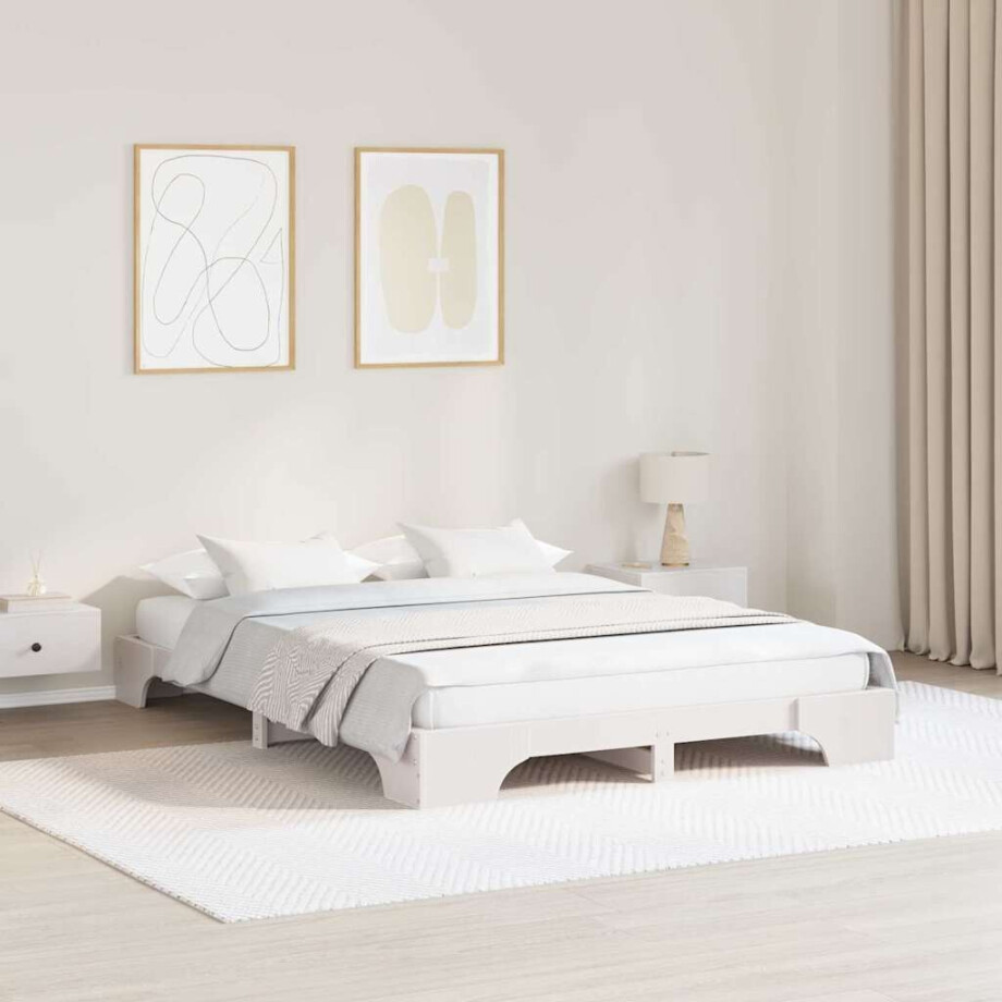 vidaXL Bedframe Wit 160 x 200 cm Massief grenenhout vidaXL Bedframe Wit 160 x 200 cm Massief grenenhout afbeelding 1
