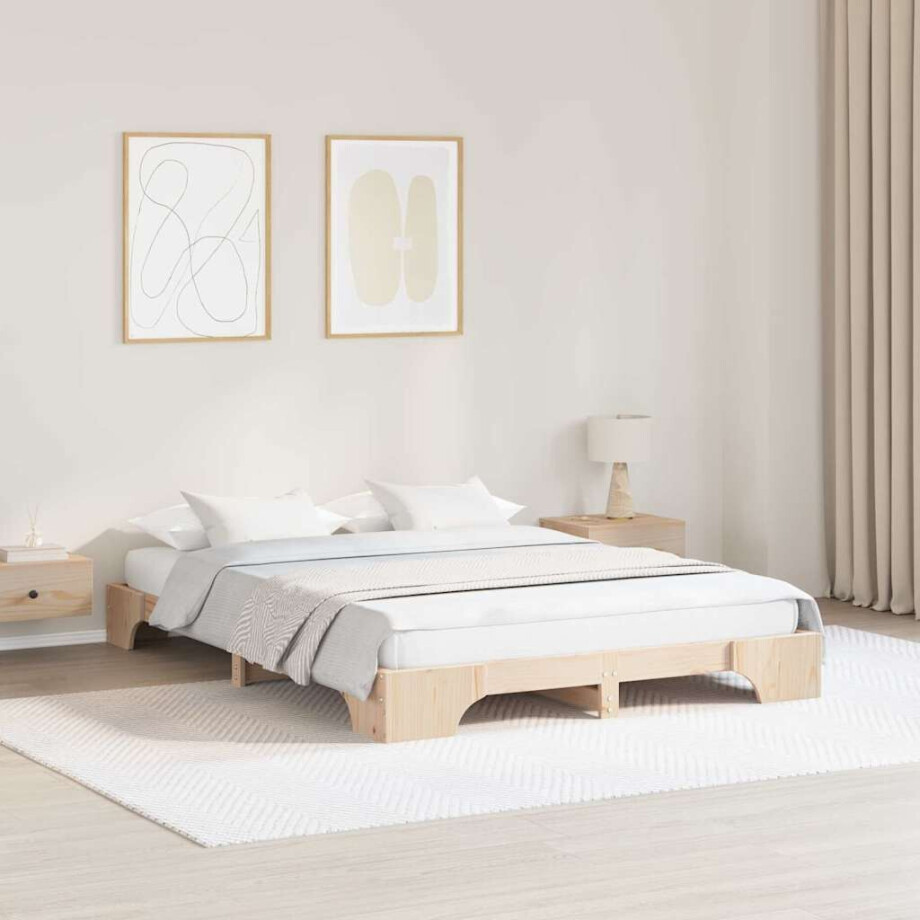 vidaXL Bedframe Naturel 140 x 200 cm Massief grenenhout afbeelding 1