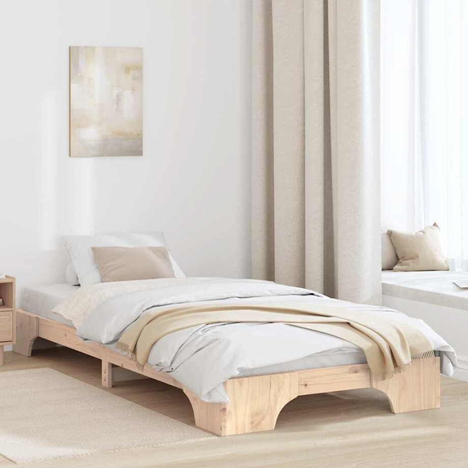 vidaXL Bedframe Naturel 90 x 190 cm Massief grenenhout vidaXL Bedframe Naturel 90 x 190 cm Massief grenenhout afbeelding 1