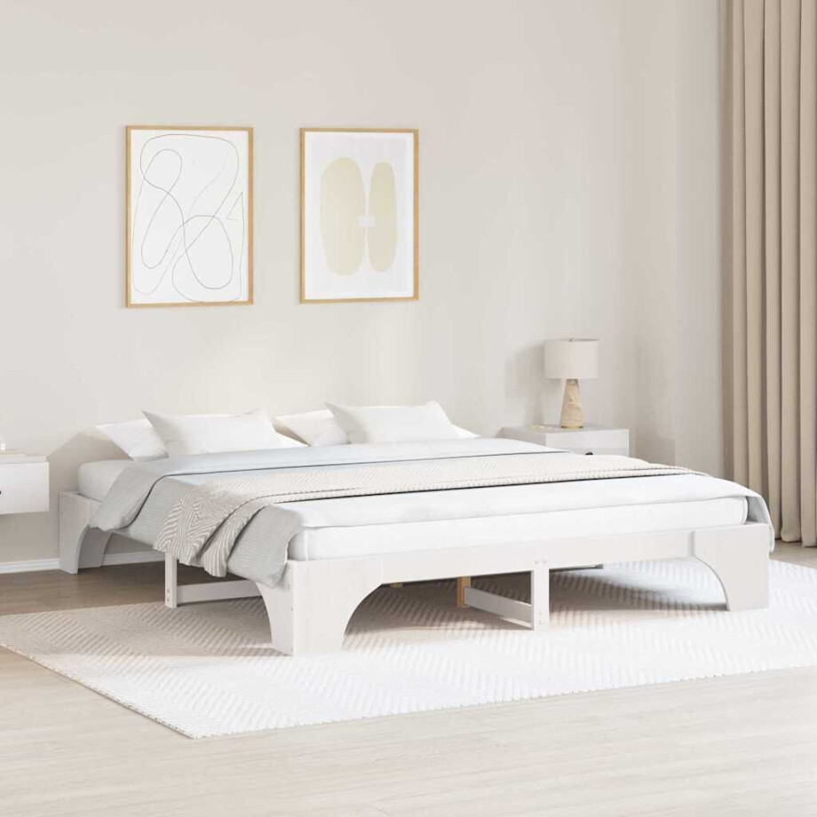 vidaXL Bedframe Wit 180 x 200 cm Massief grenenhout afbeelding 1