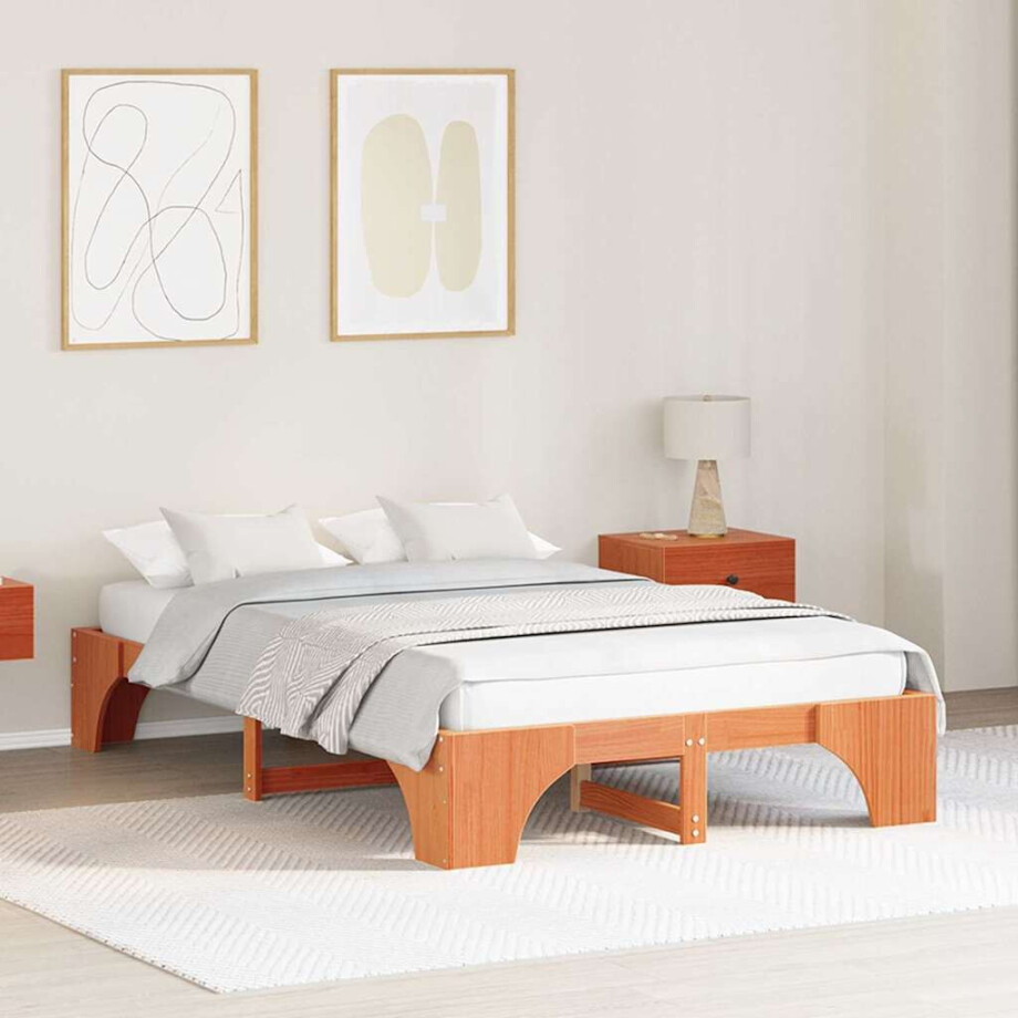 vidaXL Bedframe Wasbruin 120 x 200 cm Massief grenenhout afbeelding 1