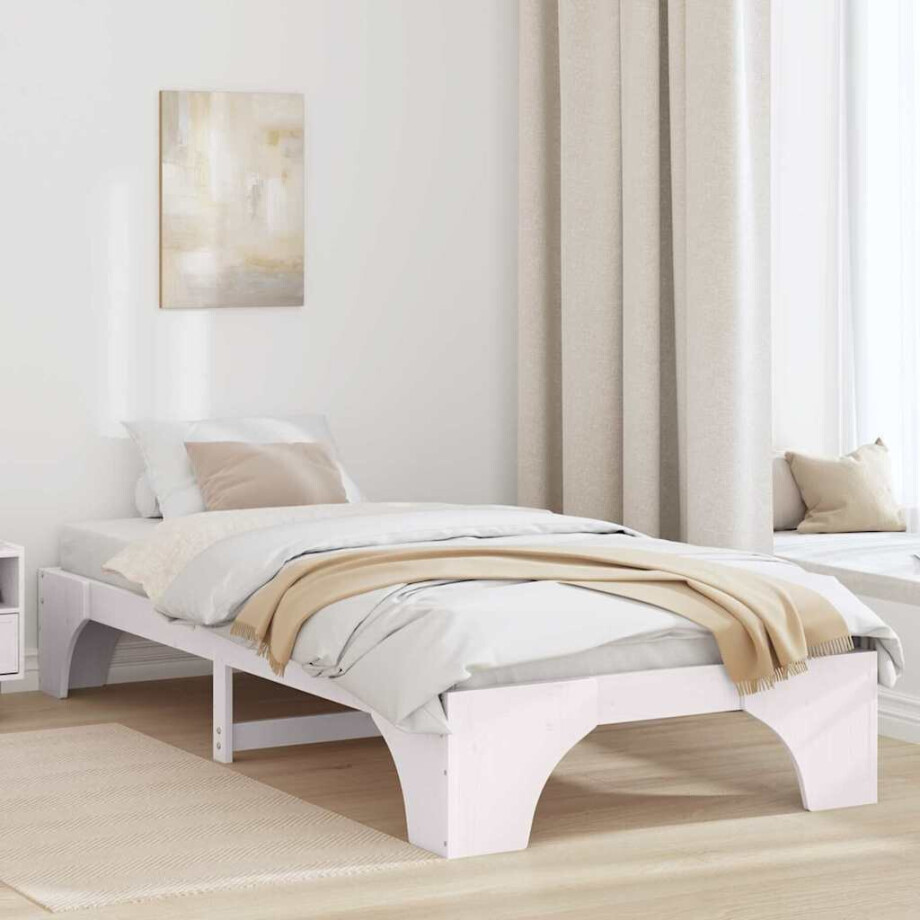 vidaXL Bedframe Wit 90 x 190 cm Massief grenenhout afbeelding 1