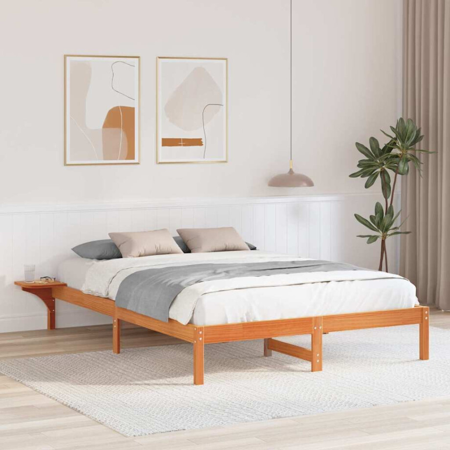 vidaXL Bedframe Wasbruin 140 x 200 cm Massief grenenhout afbeelding 1