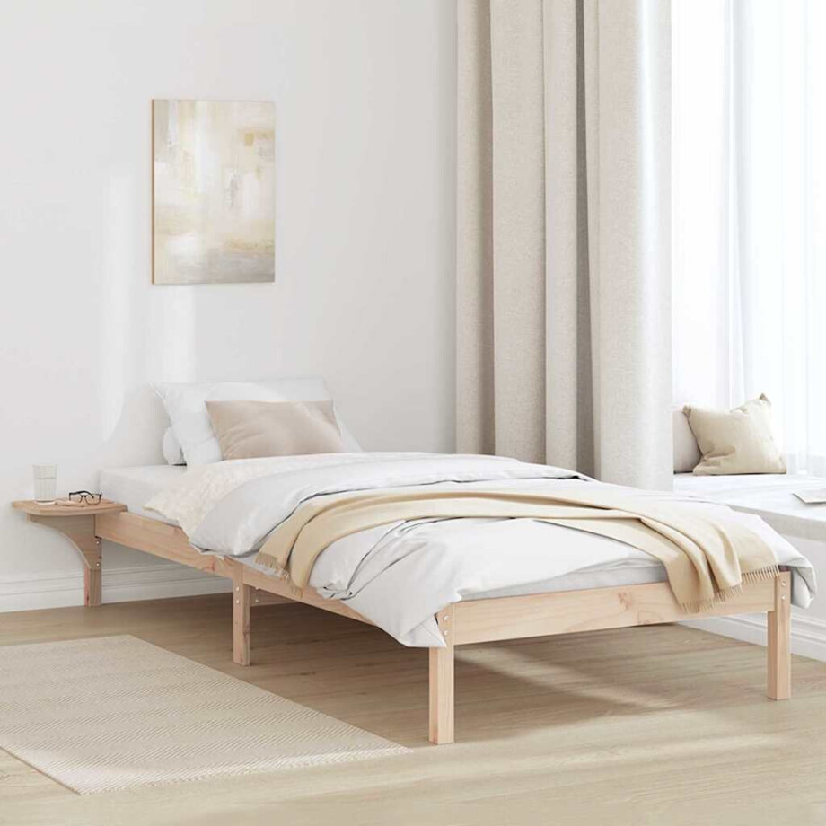 vidaXL Bedframe Naturel 75 x 190 cm Massief grenenhout afbeelding 1
