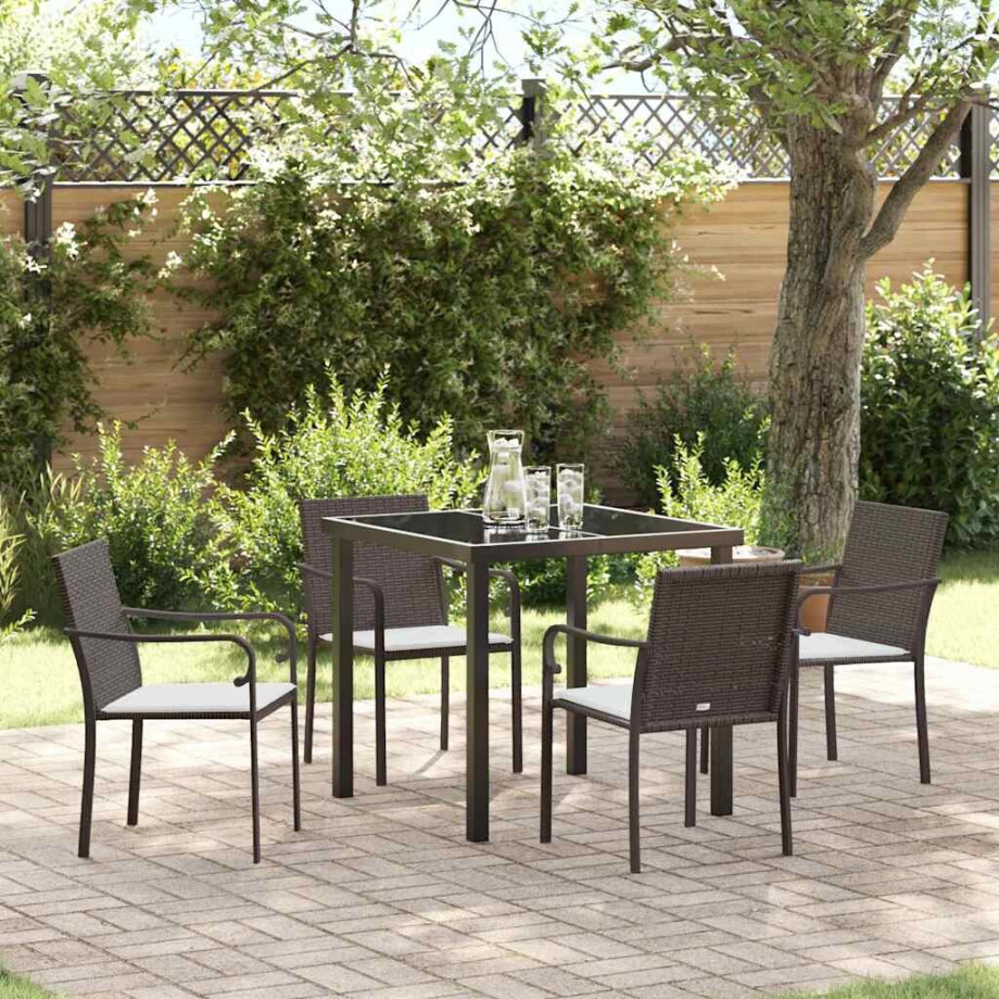 vidaXL Tuin eettafelset 5 pcs Bruin en zwart PE Rattan vidaXL Tuin eettafelset 5 pcs Bruin en zwart PE Rattan afbeelding 1