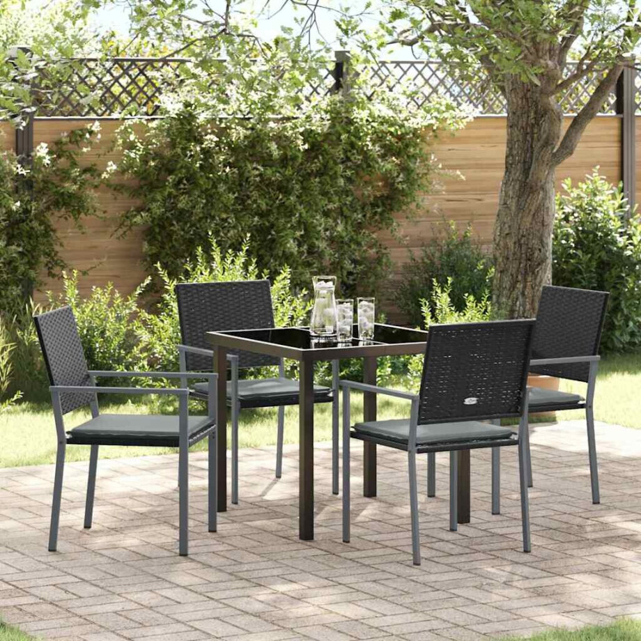 vidaXL Tuin eettafelset 5 pcs Zwart en Licht Grijs PE Rattan vidaXL Tuin eettafelset 5 pcs Zwart en Licht Grijs PE Rattan afbeelding 1