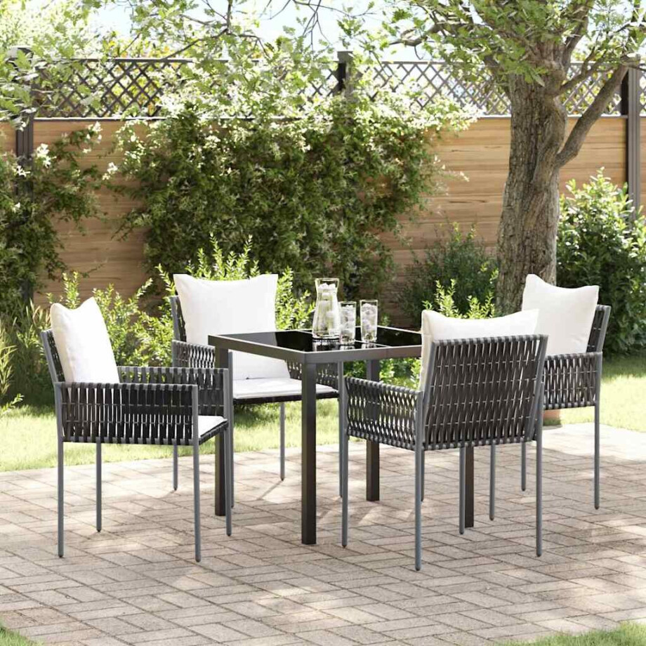 vidaXL Tuin eettafelset 5 pcs Bruin en zwart PE Rattan vidaXL Tuin eettafelset 5 pcs Bruin en zwart PE Rattan afbeelding 1