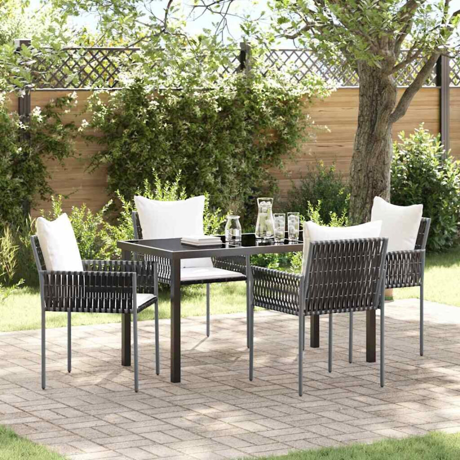 vidaXL Tuin eettafelset 5 pcs Bruin en zwart PE Rattan afbeelding 1