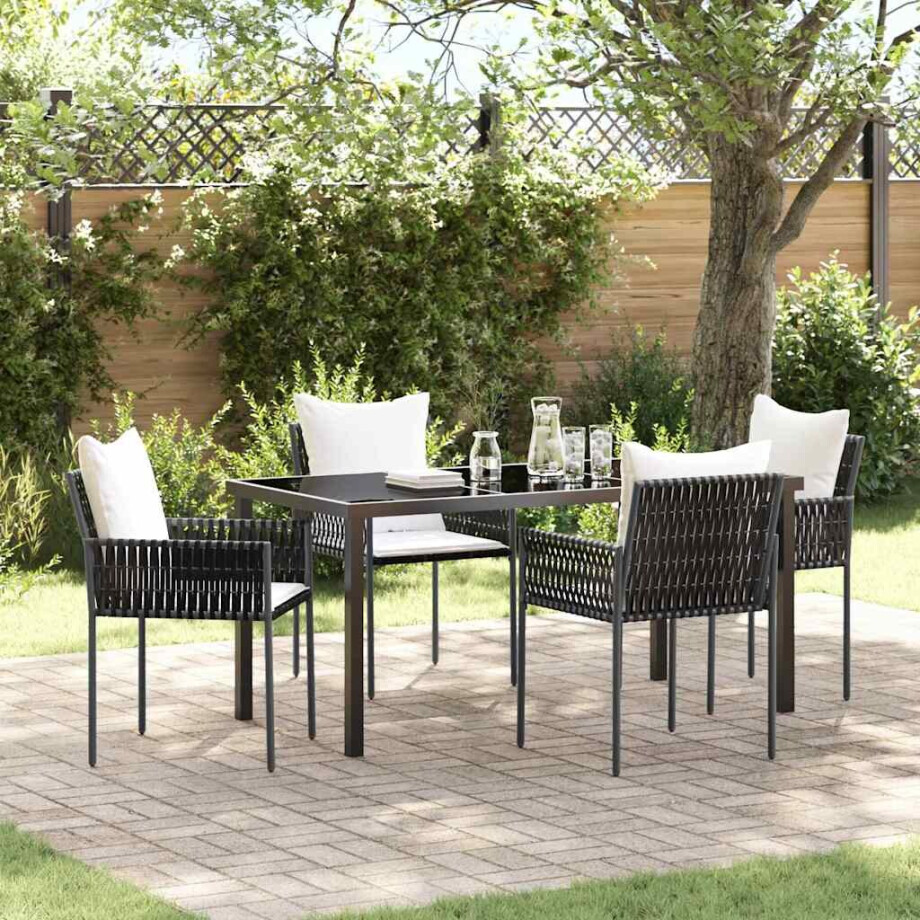 vidaXL Tuin eettafelset 5 pcs Bruin en zwart PE Rattan afbeelding 1