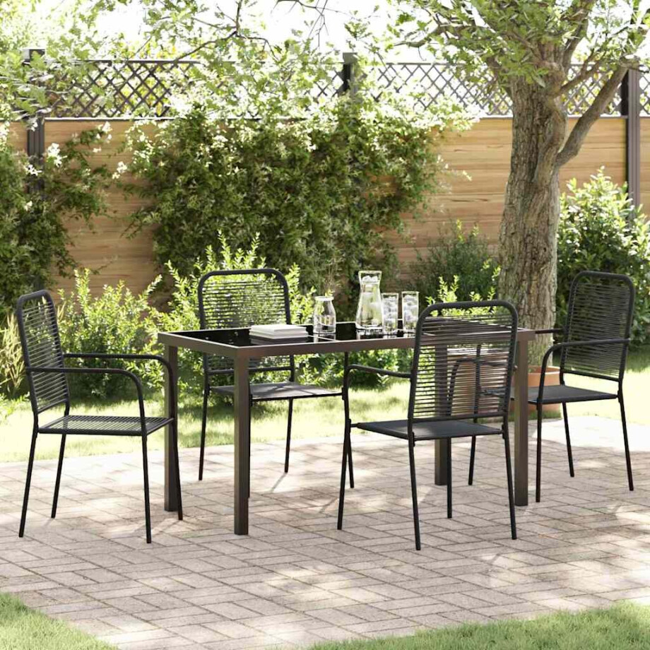 vidaXL Tuin eettafelset 5 pcs Zwart Gepoedercoat staal afbeelding 1