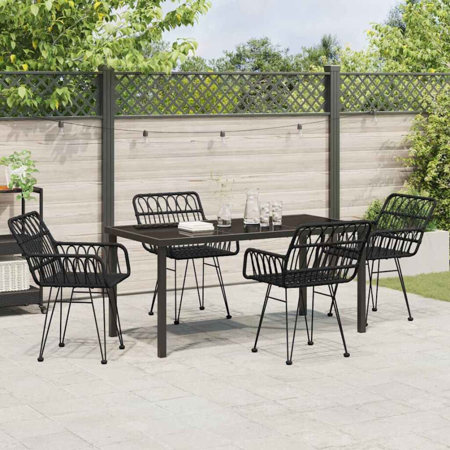 vidaXL Tuin eettafelset 5 pcs Zwart Gepoedercoat staal afbeelding 1