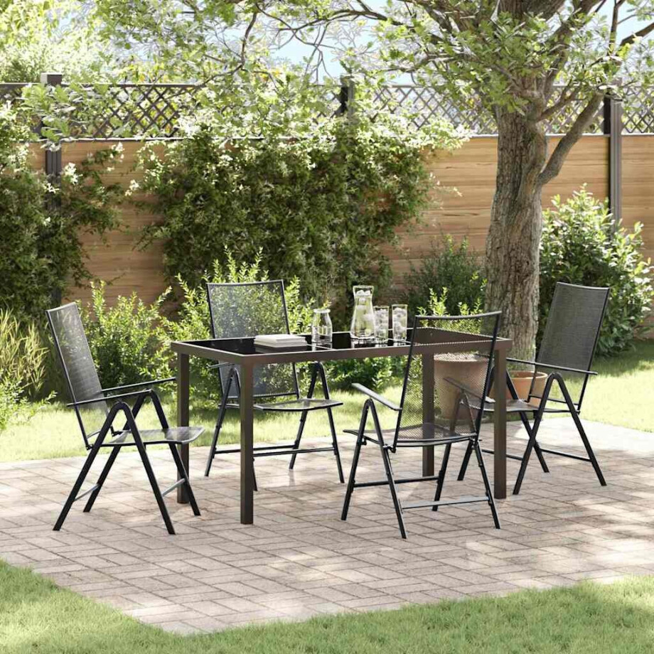 vidaXL Tuin eettafelset 5 pcs Antraciet Gepoedercoat staal afbeelding 1