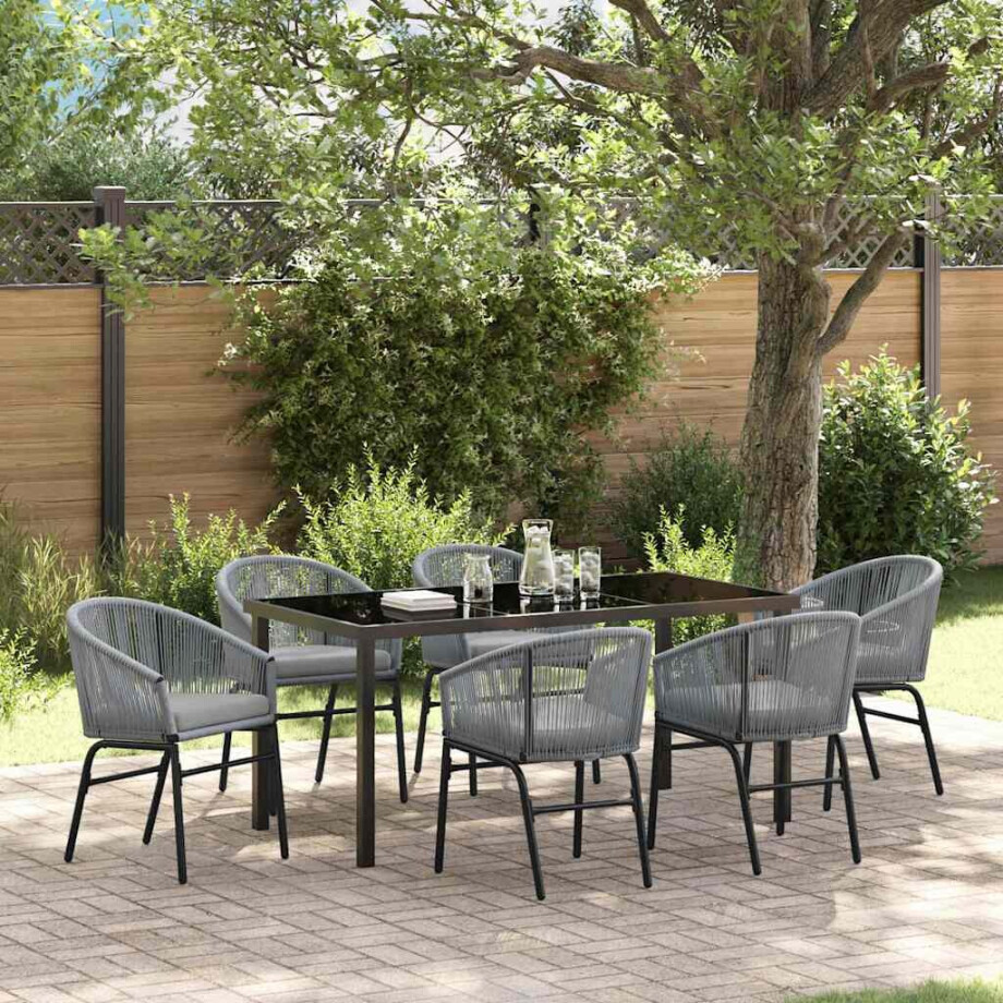 vidaXL Tuin eettafelset 7 pcs Antraciet Gepoedercoat staal vidaXL Tuin eettafelset 7 pcs Antraciet Gepoedercoat staal afbeelding 1