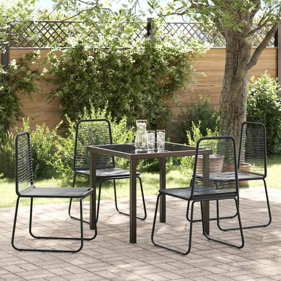 vidaXL Tuin eettafelset 5 pcs Zwart Gepoedercoat staal afbeelding 1