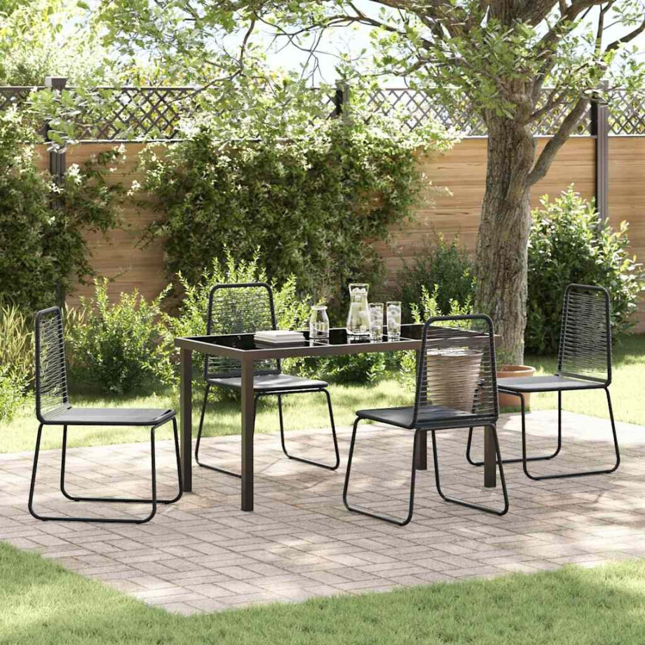 vidaXL Tuin eettafelset 5 pcs Zwart Gepoedercoat staal afbeelding 1