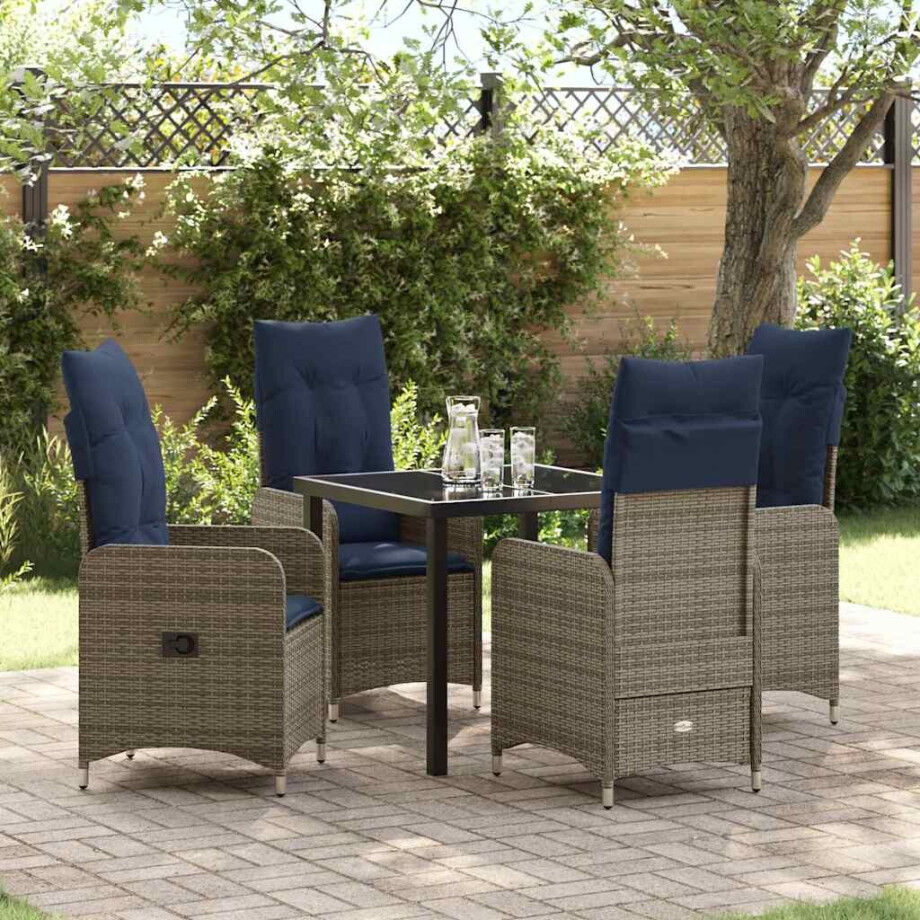 vidaXL Tuin eettafelset met kussen 5 pcs Zwart poly rattan vidaXL Tuin eettafelset met kussen 5 pcs Zwart poly rattan afbeelding 1
