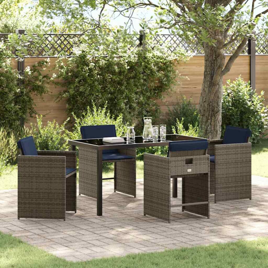 vidaXL Tuin eettafelset 5 st Grijs poly rattan vidaXL Tuin eettafelset 5 st Grijs poly rattan afbeelding 1