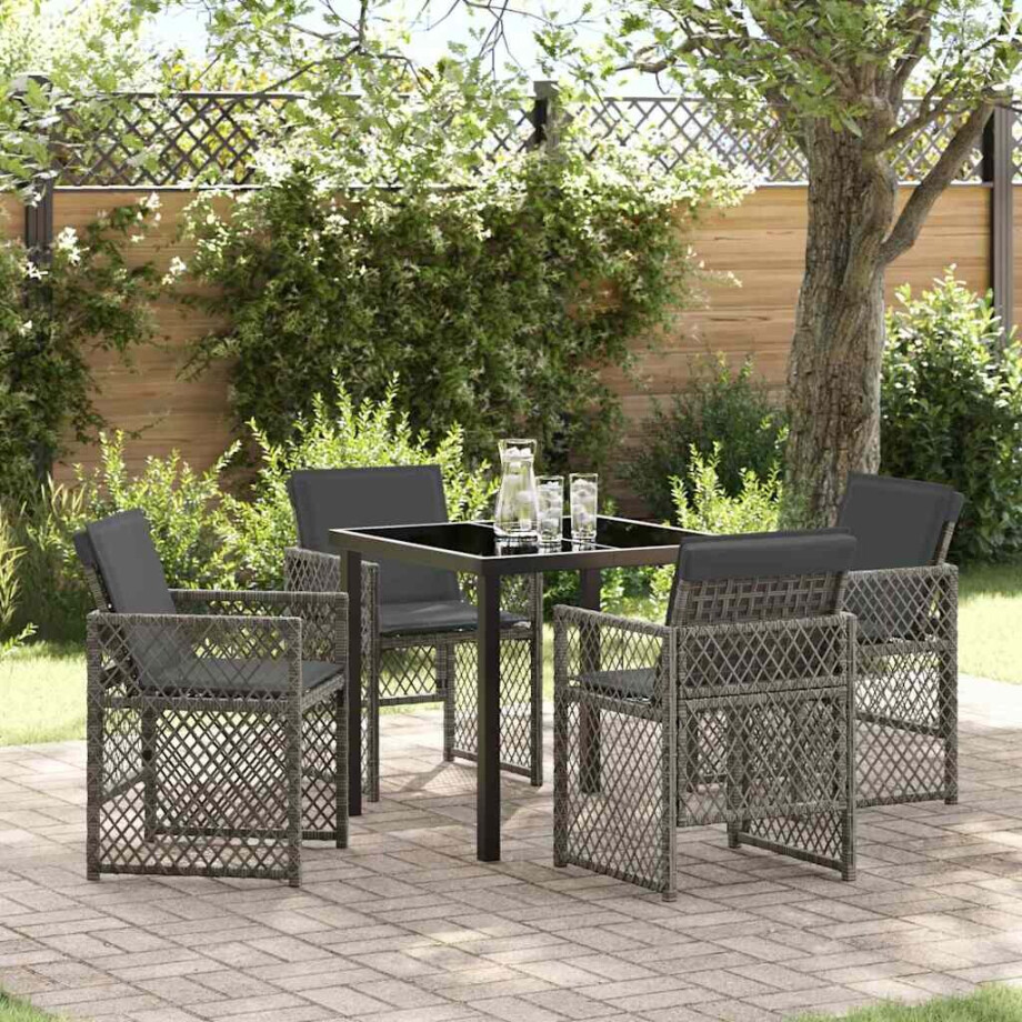 vidaXL Tuin eettafelset 5 pcs Grijs poly rattan vidaXL Tuin eettafelset 5 pcs Grijs poly rattan afbeelding 1