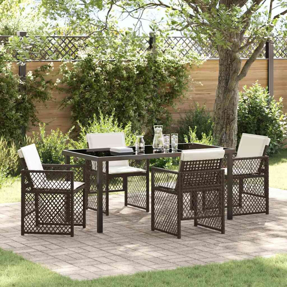 vidaXL Tuin eettafelset 5 pcs Bruin poly rattan afbeelding 1
