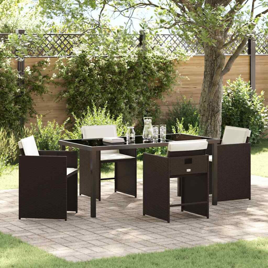 vidaXL Tuin eettafelset 5 pcs Bruin poly rattan afbeelding 1