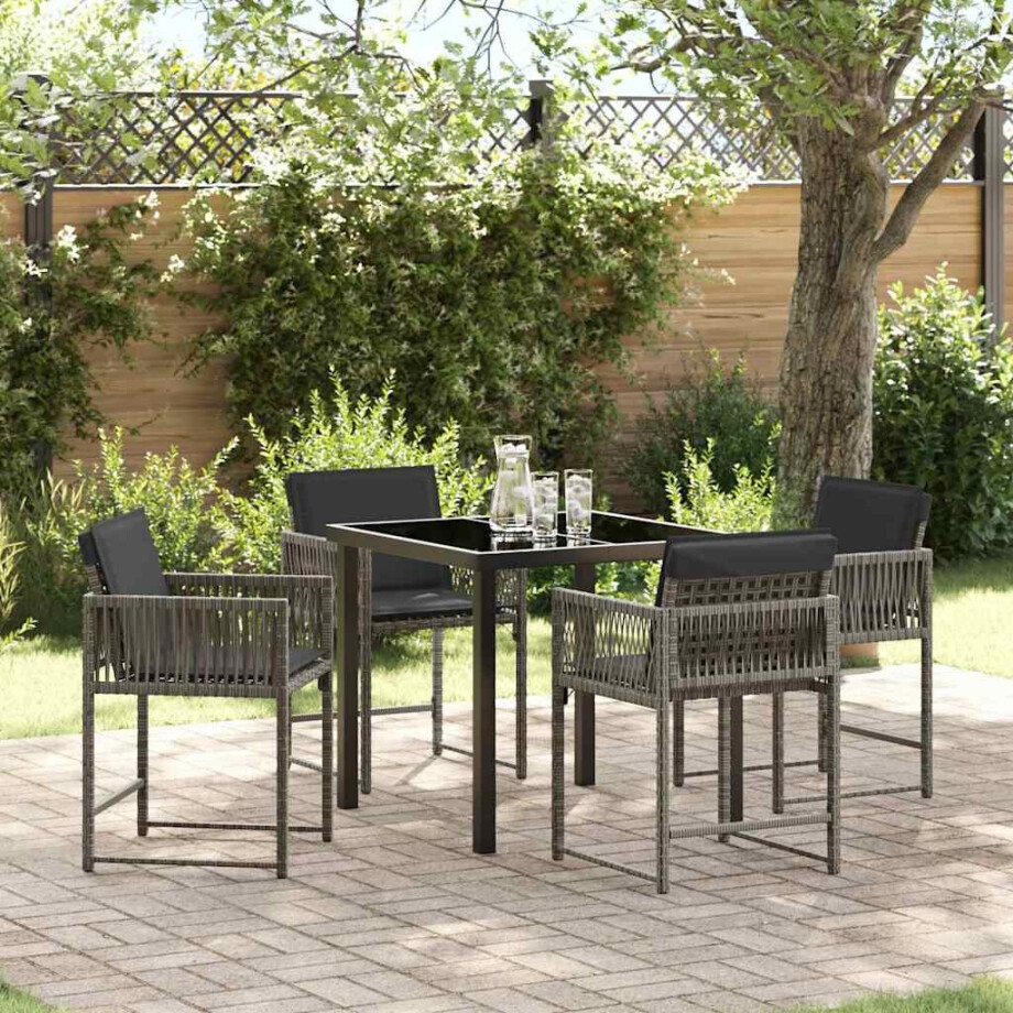 vidaXL Tuin Eetset 5 pcs Grijs poly rattan afbeelding 1