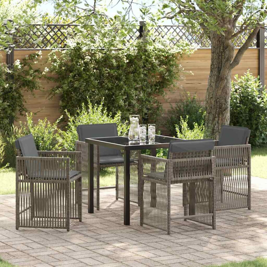 vidaXL Tuin eettafelset 5 pcs Grijs poly rattan vidaXL Tuin eettafelset 5 pcs Grijs poly rattan afbeelding 1