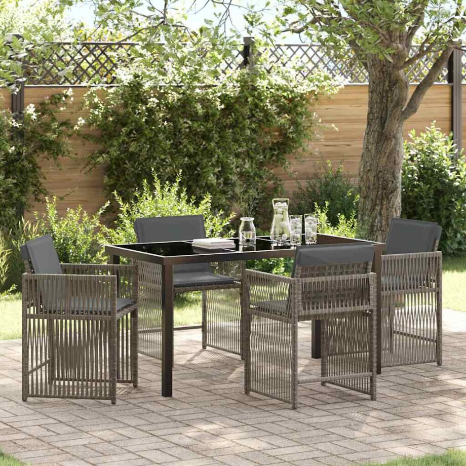 vidaXL Tuin eettafelset 5 pcs Grijs poly rattan vidaXL Tuin eettafelset 5 pcs Grijs poly rattan afbeelding 1