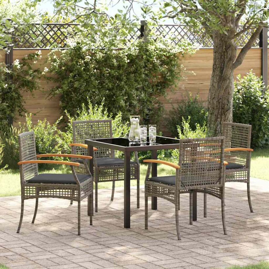 vidaXL Tuin Eetset 5 pcs Grijs poly rattan vidaXL Tuin Eetset 5 pcs Grijs poly rattan afbeelding 1