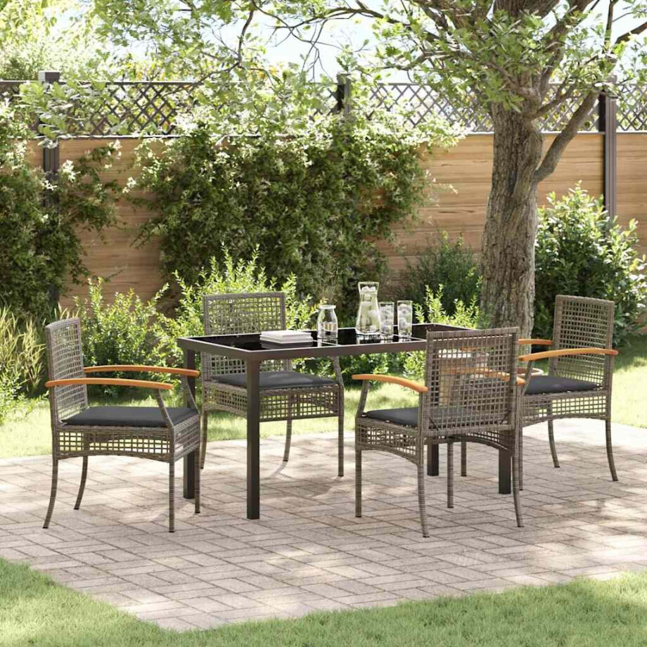 vidaXL Tuin Eetset 5 pcs Grijs poly rattan afbeelding 1
