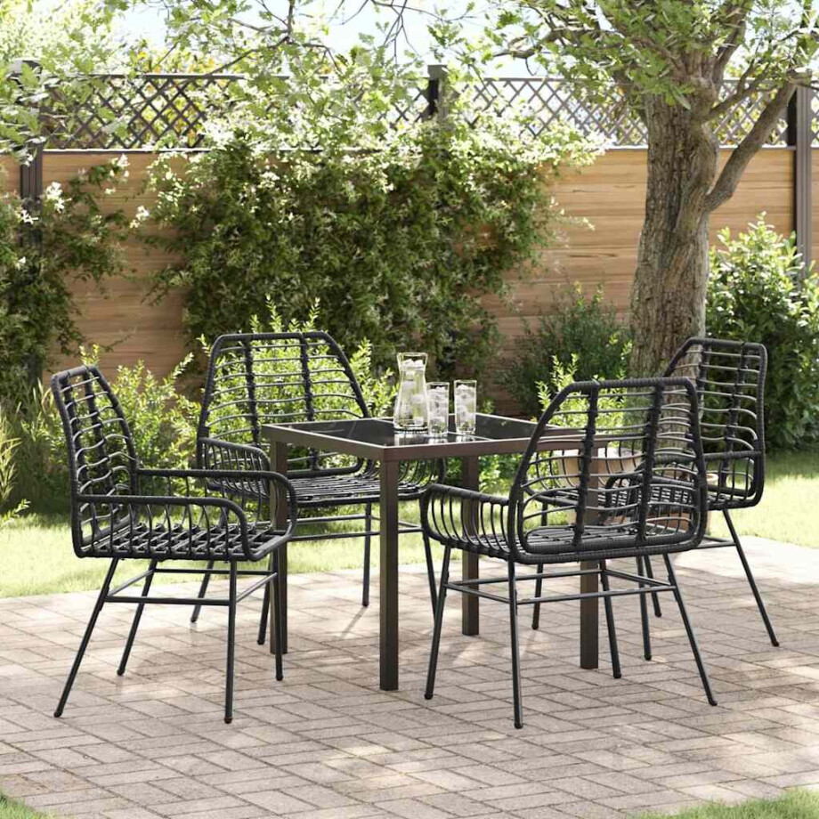 vidaXL Tuin eettafelset 5 pcs Zwart poly rattan vidaXL Tuin eettafelset 5 pcs Zwart poly rattan afbeelding 1