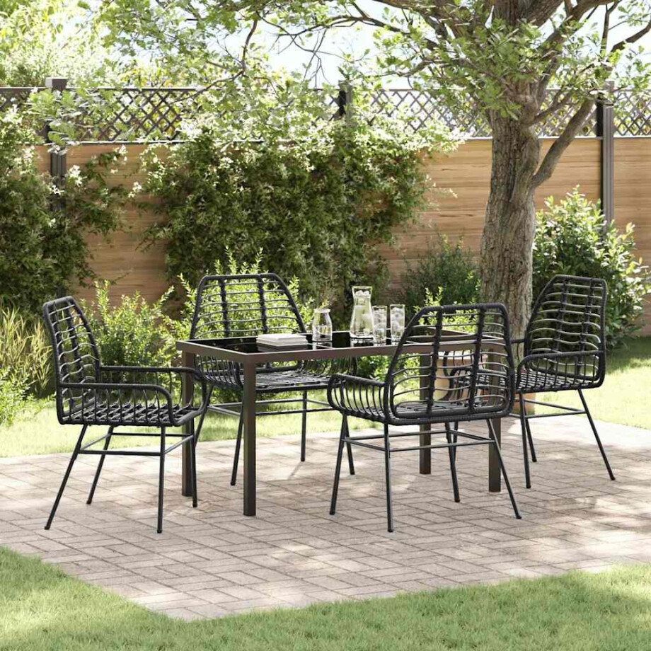 vidaXL Tuin eettafelset 5 pcs Zwart poly rattan vidaXL Tuin eettafelset 5 pcs Zwart poly rattan afbeelding 1