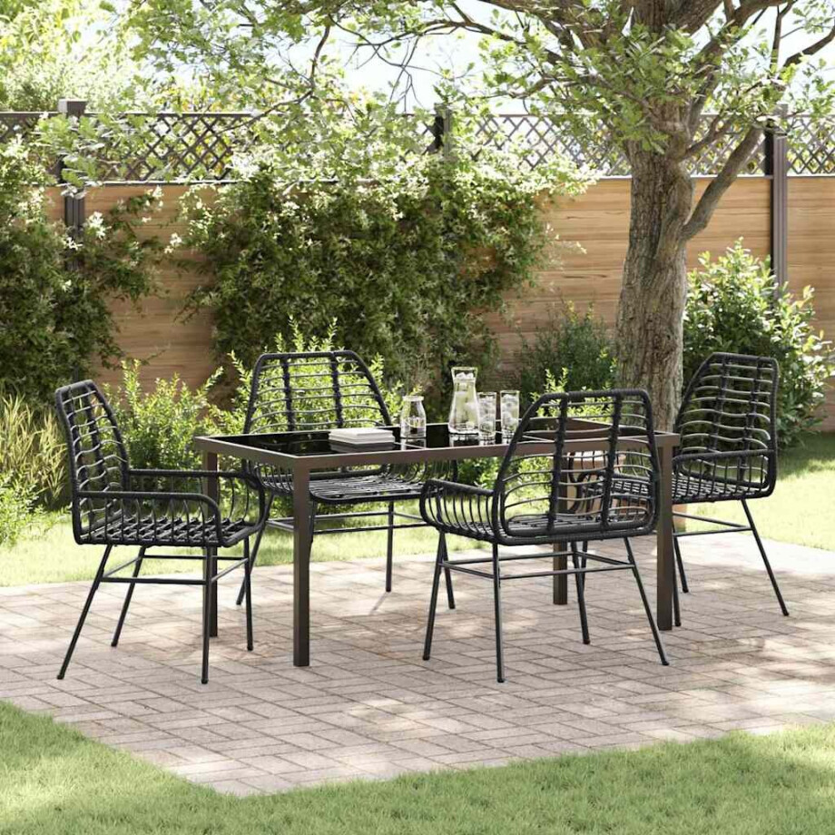 vidaXL Tuin eettafelset 5 pcs Zwart poly rattan vidaXL Tuin eettafelset 5 pcs Zwart poly rattan afbeelding 1
