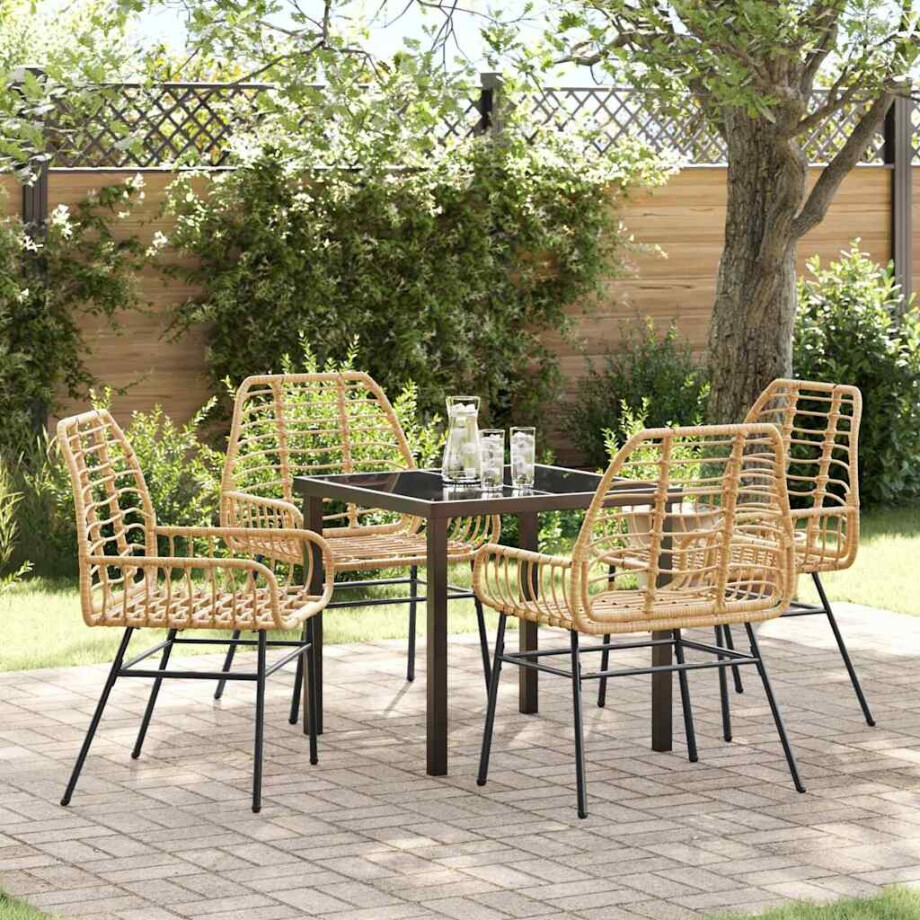vidaXL Tuin eettafelset 5 pcs Bruin poly rattan afbeelding 1