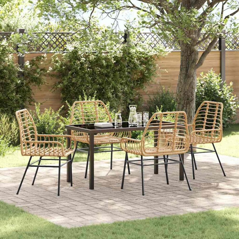 vidaXL Tuin eettafelset 5 pcs Bruin poly rattan afbeelding 1