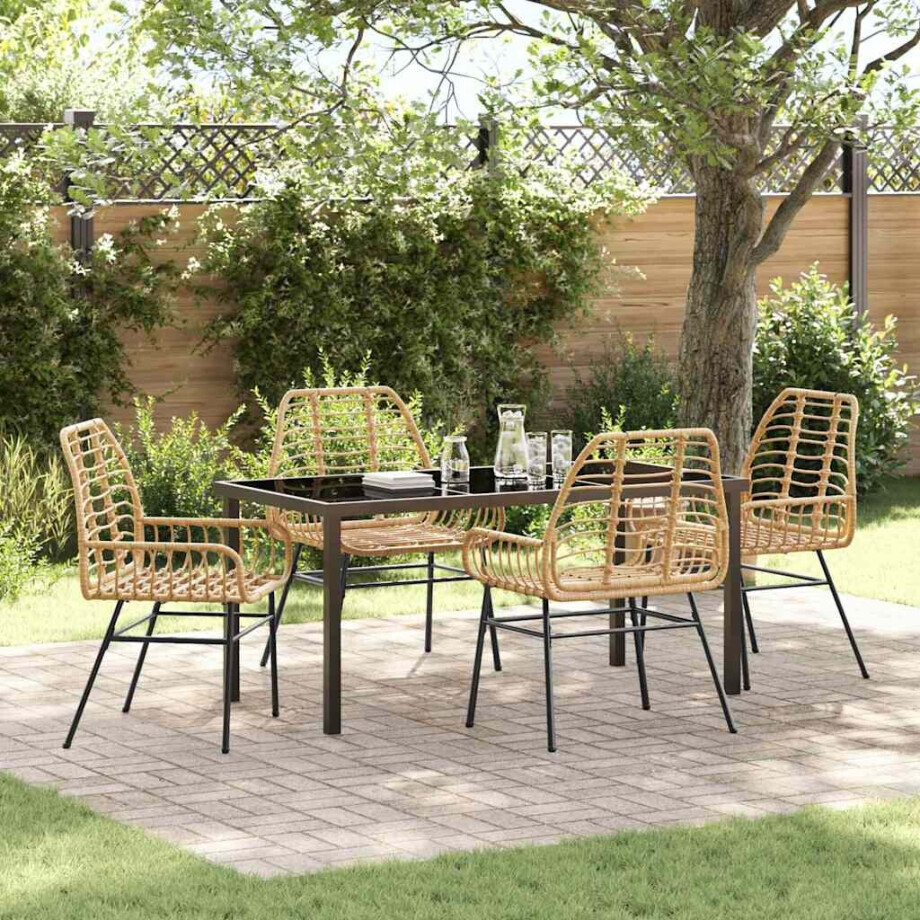 vidaXL Tuin eettafelset 5 pcs Bruin poly rattan afbeelding 1