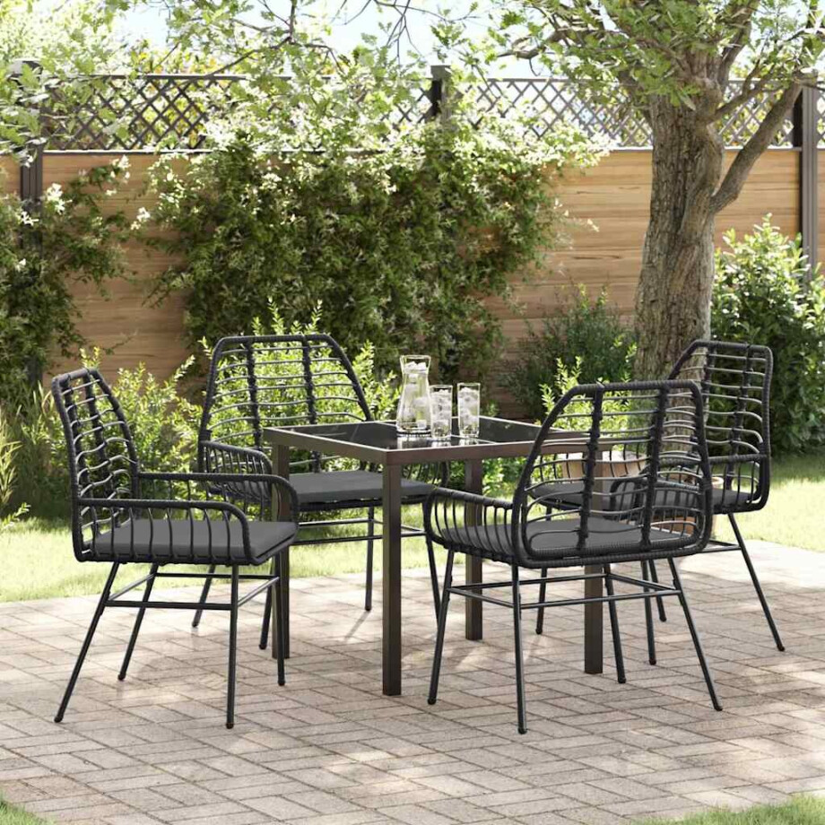 vidaXL Tuin eettafelset 5 pcs Zwart poly rattan vidaXL Tuin eettafelset 5 pcs Zwart poly rattan afbeelding 1