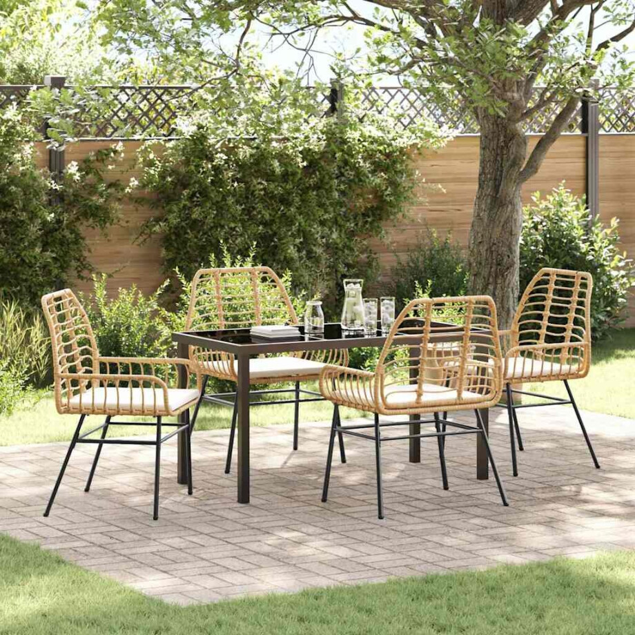 vidaXL Tuin eettafelset 5 pcs Bruin poly rattan afbeelding 1
