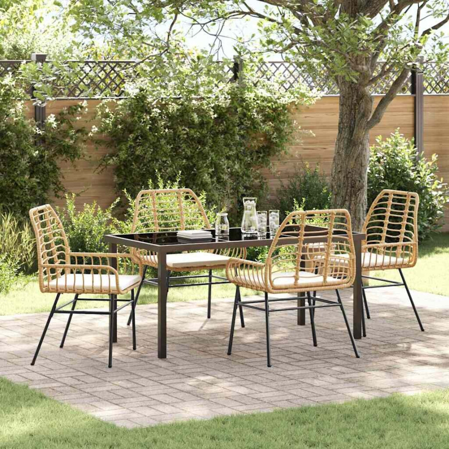 vidaXL Tuin eettafelset 5 pcs Bruin poly rattan afbeelding 1