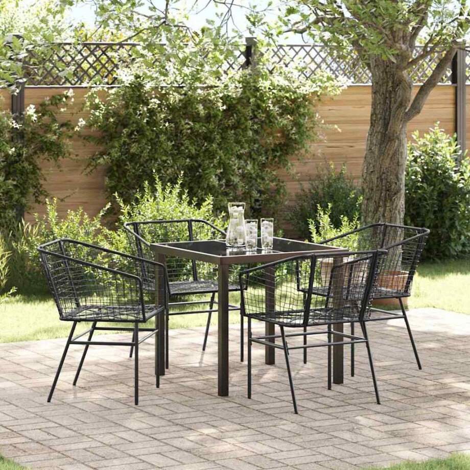 vidaXL Tuin eettafelset 5 pcs Zwart poly rattan vidaXL Tuin eettafelset 5 pcs Zwart poly rattan afbeelding 1