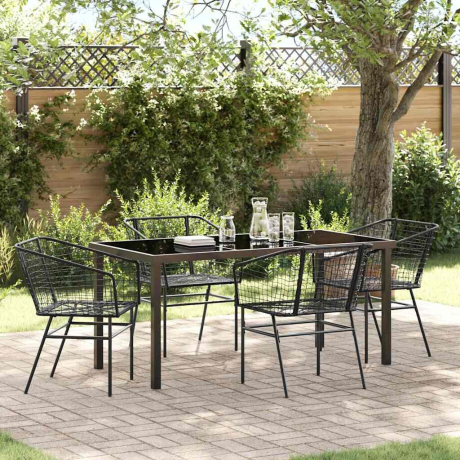 vidaXL Tuin eettafelset 5 pcs Zwart poly rattan vidaXL Tuin eettafelset 5 pcs Zwart poly rattan afbeelding 1