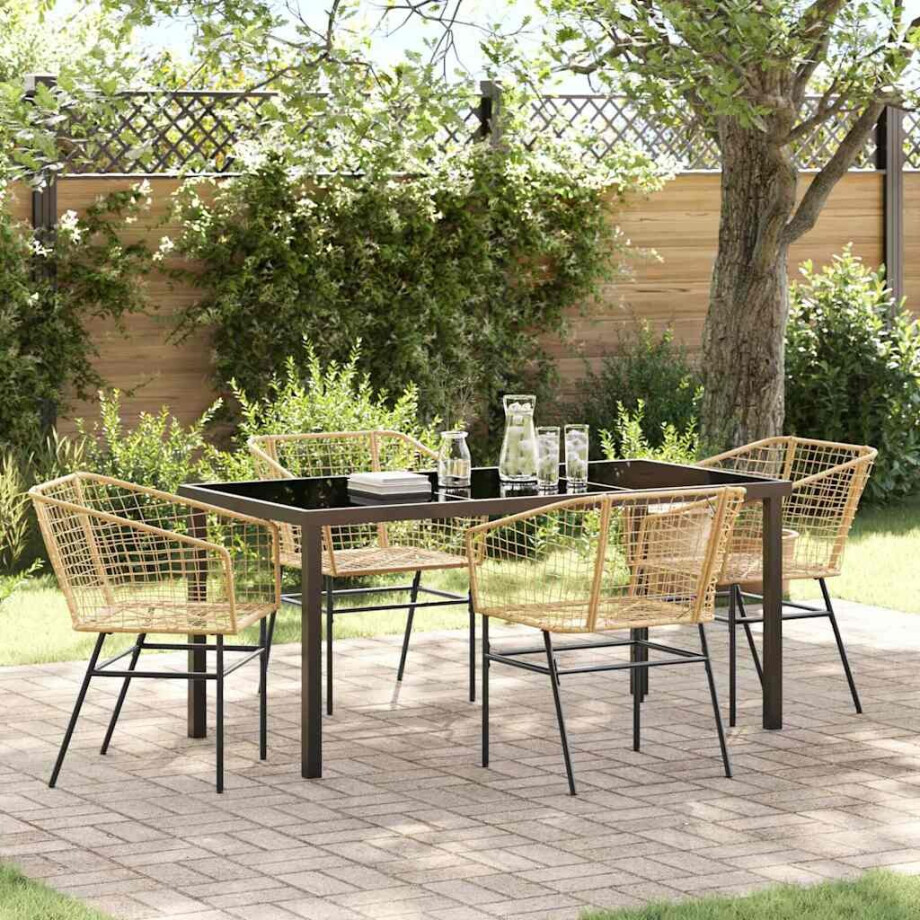 vidaXL Tuin eettafelset 5 pcs Bruin poly rattan afbeelding 1