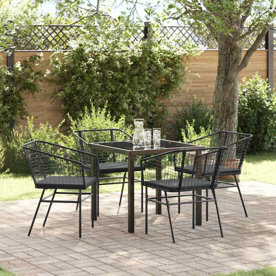 vidaXL Tuin Eetset 5 pcs Zwart poly rattan vidaXL Tuin Eetset 5 pcs Zwart poly rattan afbeelding 1