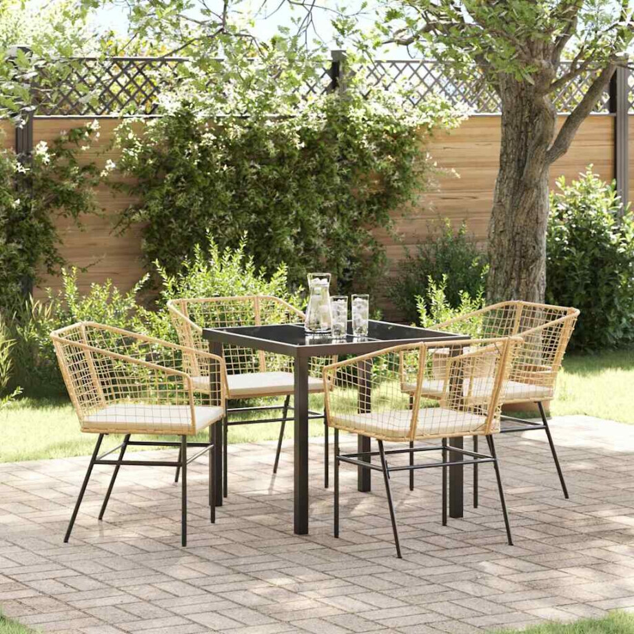 vidaXL Tuin eettafelset 5 pcs Bruin poly rattan afbeelding 1
