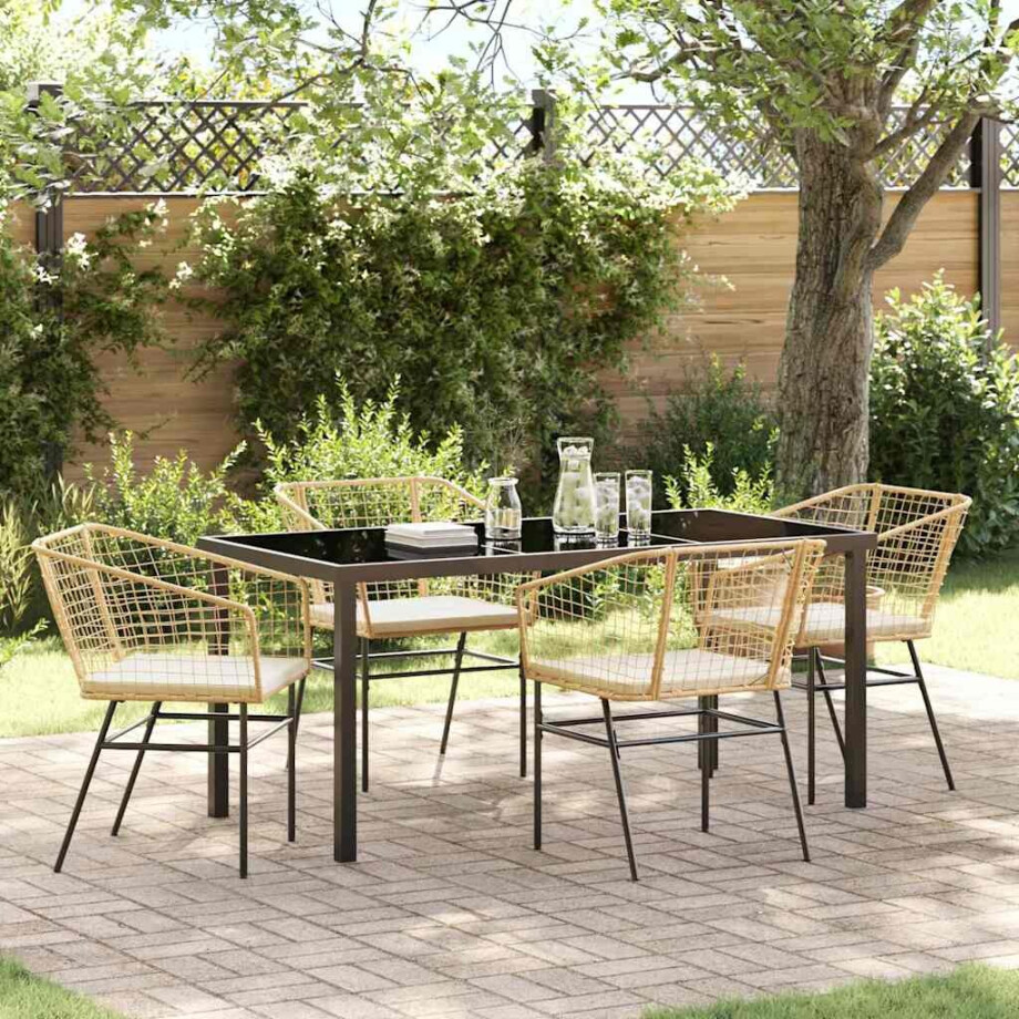 vidaXL Tuin eettafelset 5 pcs Bruin poly rattan afbeelding 1