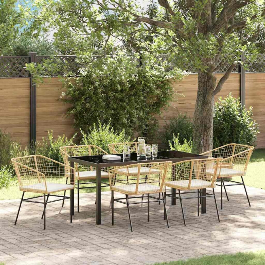 vidaXL Tuin eettafelset 7 pcs Bruin poly rattan afbeelding 1