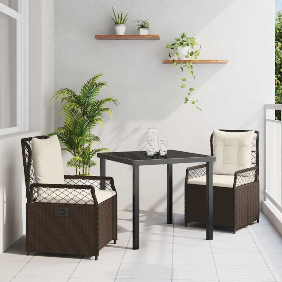 vidaXL Tuin eettafelset 3 pcs Bruin poly rattan afbeelding 1
